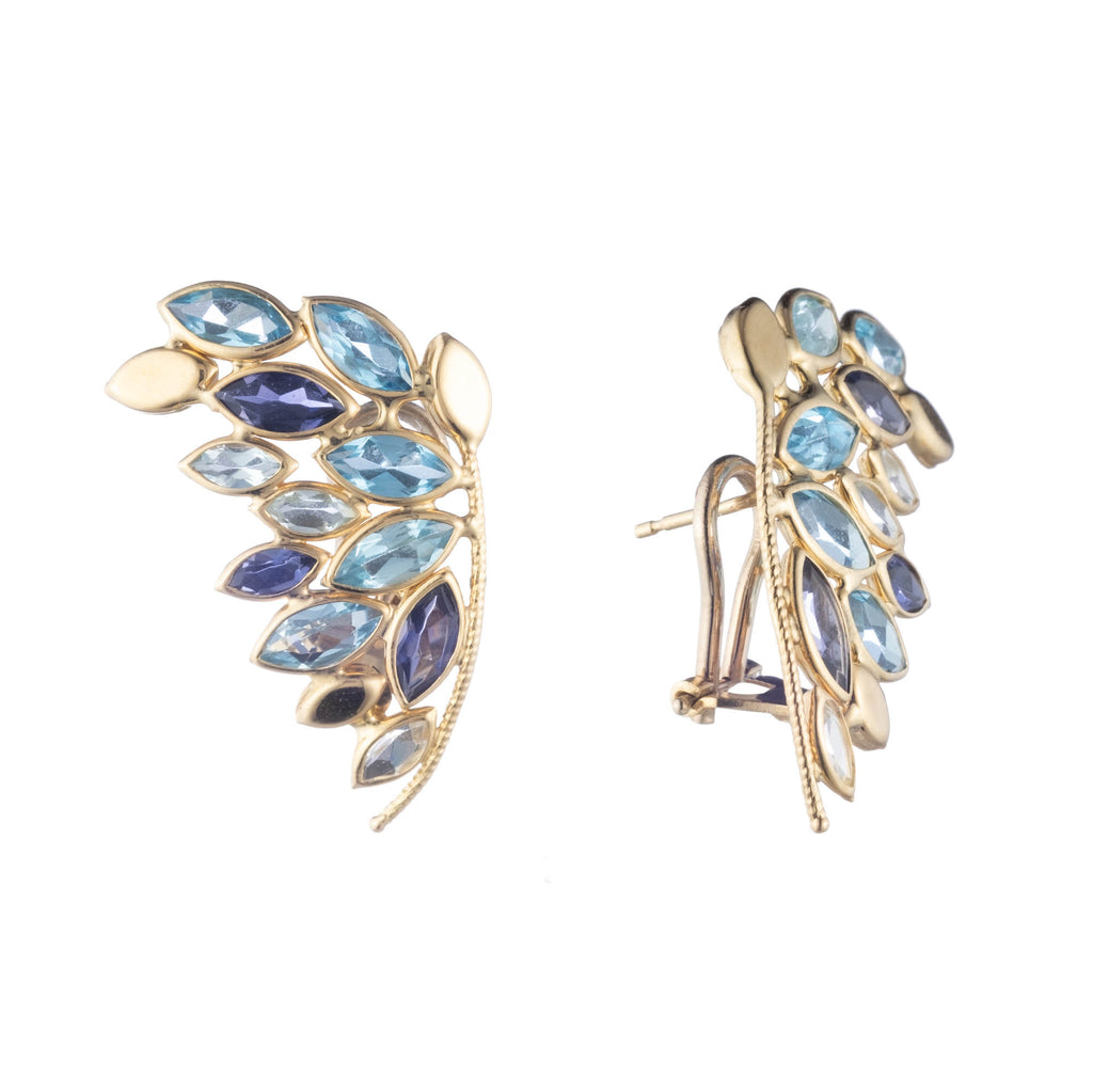 Various Shades of Blue Stones Encased in 18 Karat Yellow Gold