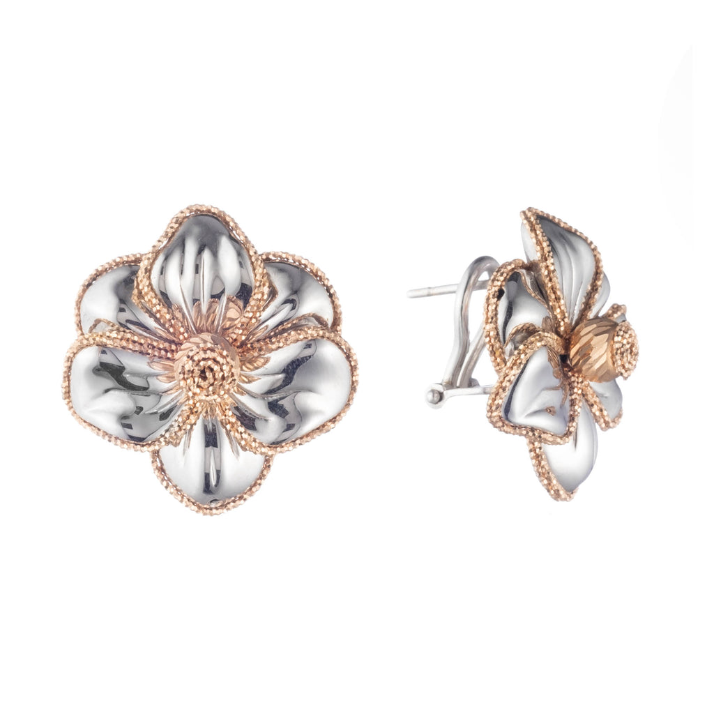 Eye Catching 18K White and Rose Gold Earrings