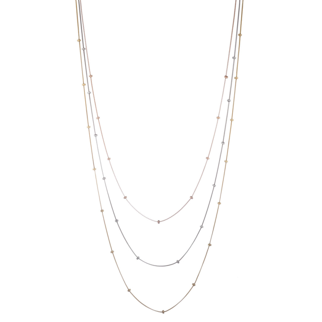 18K Three-Tone Layered Long Necklace